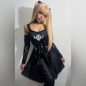 Black Gothic Lace Corset Skater Dress